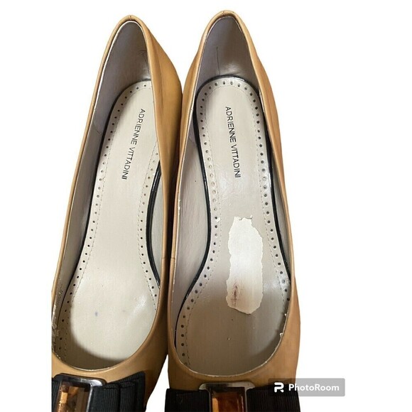 Adrienne Vittadini Tan Heels With Bows Sz.9.5M - Picture 2 of 7